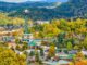 gatlinburg skyline with space needle and smoky mountains in view